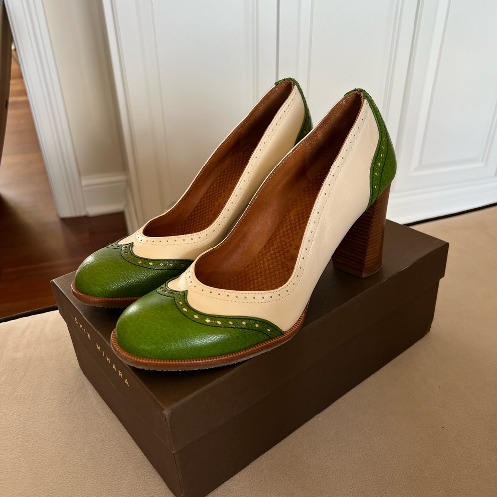 Chie Mihara Green and Cream Women's Shoes